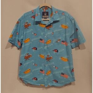 Staghorn Outfitters Mens Americana Patriotic Hawaiian Style Shirt Size Large